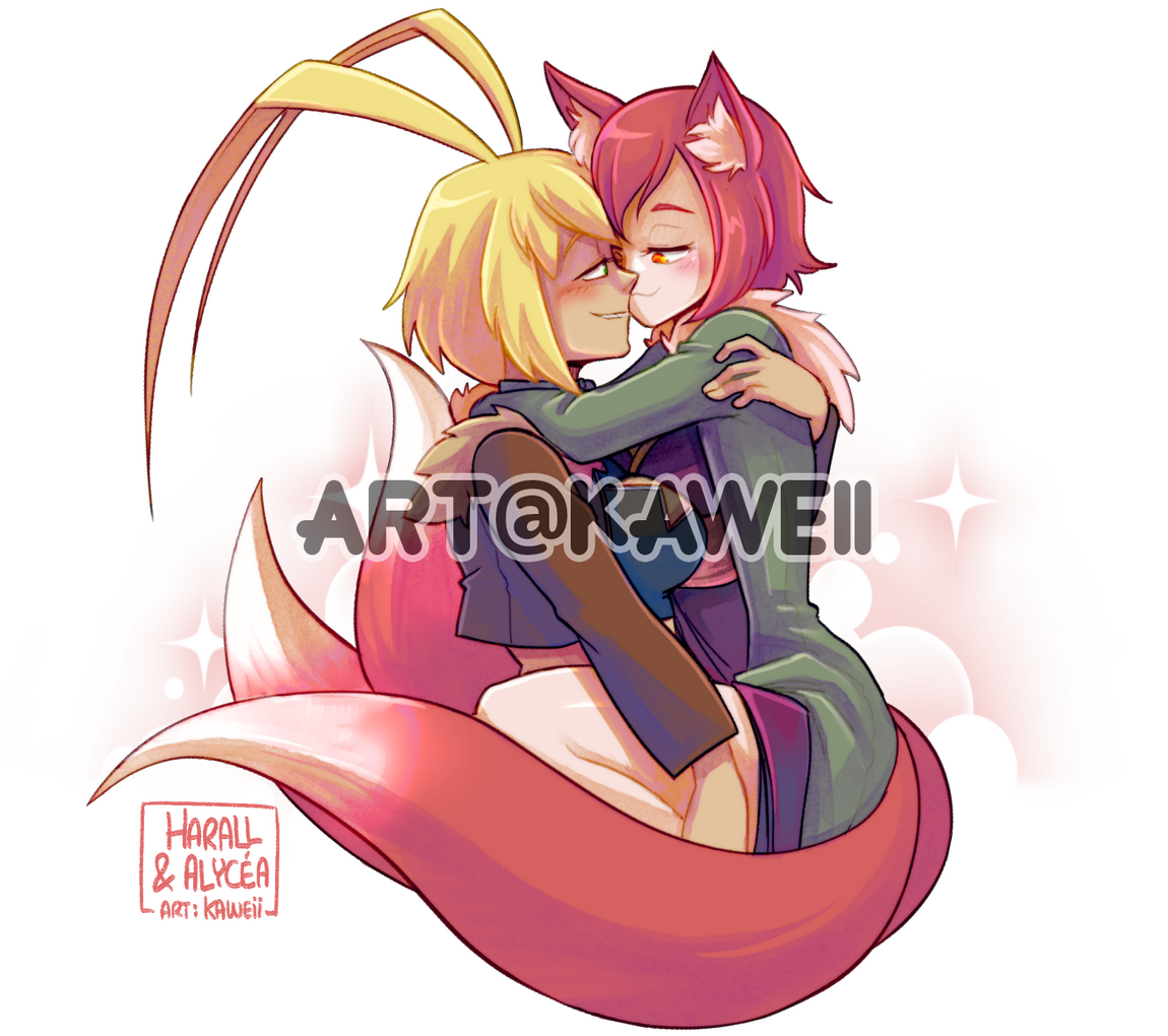 2 Halfbody Full colored (couple) - Simple background